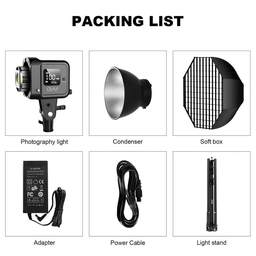 Professional 80W LED Light GVM SD80D - Dimmable Softbox for Photography and Video
