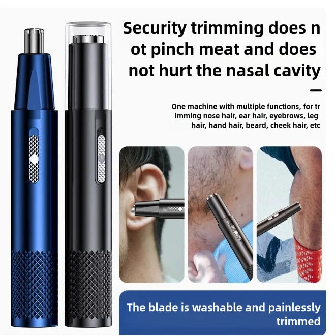 Rechargeable Electric Nose and Ear Trimmer - Safe and Painless for Men's Facial Care