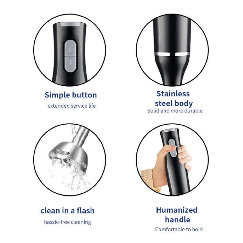 Varinha Mágica Elétrica 400W - Liquidificador Manual 2 Velocidades Frutas Vegetais Aço Inox