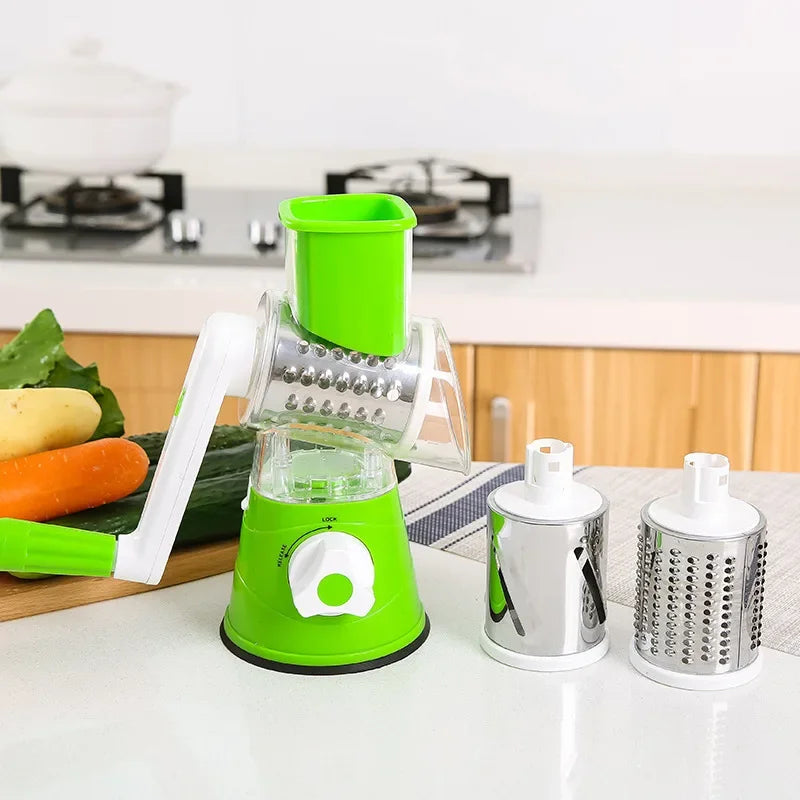 Manual Vegetable Slicer – 3-in-1 Cutter | Round Spiralizer for Potatoes, Vegetables and Greens | Practical Kitchen Accessory
