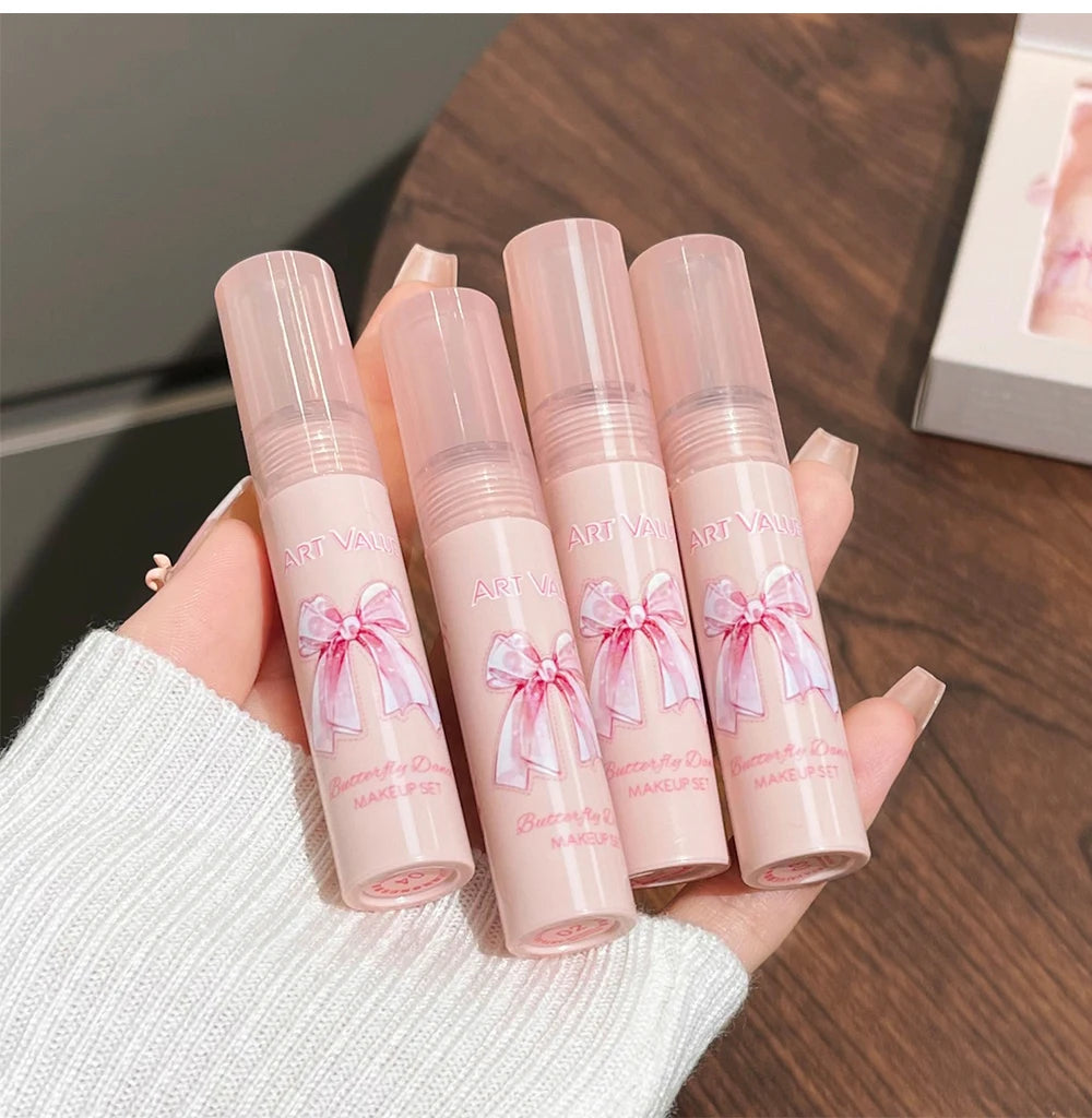 Conjunto de Batons Mate 6 Peças - Kit Maquilhagem Lábios Veludo Nude com Blush e Colar Presente