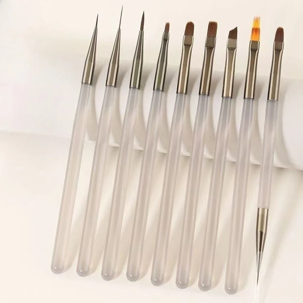 Juego de 9 pinceles para pintar uñas: herramientas profesionales para detalles y diseños