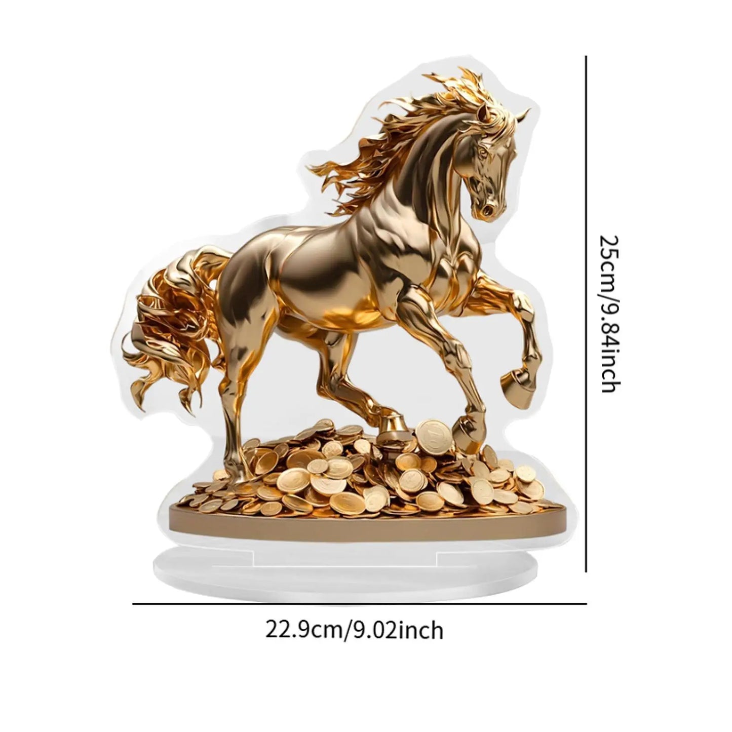 Estatueta Cavalo 2D Plana Acrílico Impermeável - Escultura Decorativa Mesa Escritório Lareira