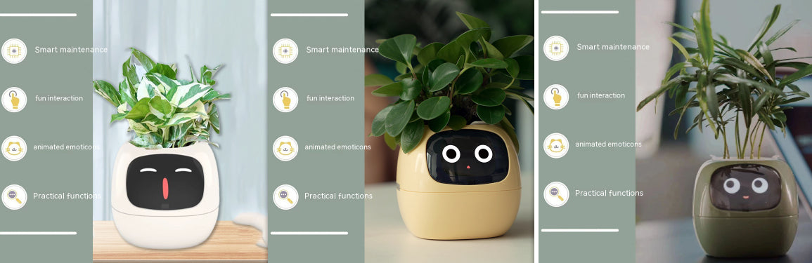 Smart Pot with Expressions and Sensors – Over 49 Expressions, 7 Smart Sensors and AI Chip, Making Plant Growing Easier and More Fun