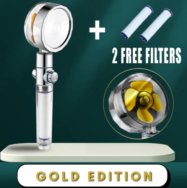360° Rotating Shower Head – Water Saving, High Pressure, Turbo with Mini Fan, Premium ABS