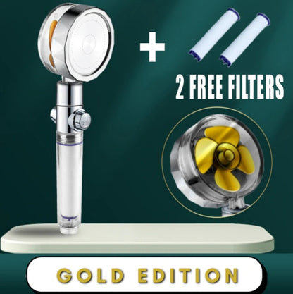 360° Rotating Shower Head – Water Saving, High Pressure, Turbo with Mini Fan, Premium ABS