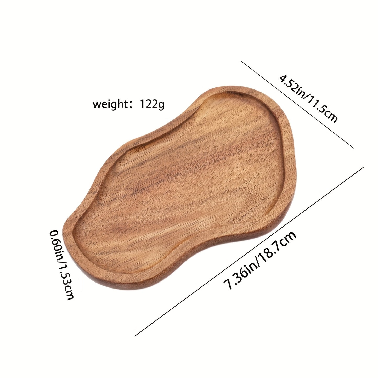 Bandeja em Madeira de Acácia – Formato Nuvem ou Amendoim, Resistente ao Calor, Ideal para Chá, Café, Sobremesas, Petiscos e Decoração | Perfeita para Natal e Ação de Graças