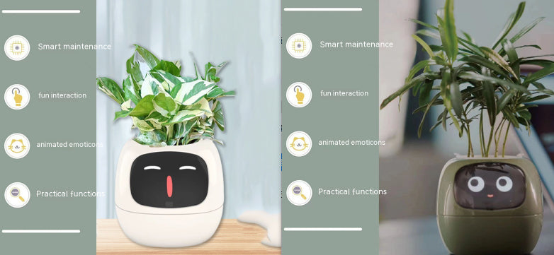 Smart Pot with Expressions and Sensors – Over 49 Expressions, 7 Smart Sensors and AI Chip, Making Plant Growing Easier and More Fun