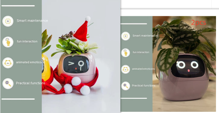 Smart Pot with Expressions and Sensors – Over 49 Expressions, 7 Smart Sensors and AI Chip, Making Plant Growing Easier and More Fun