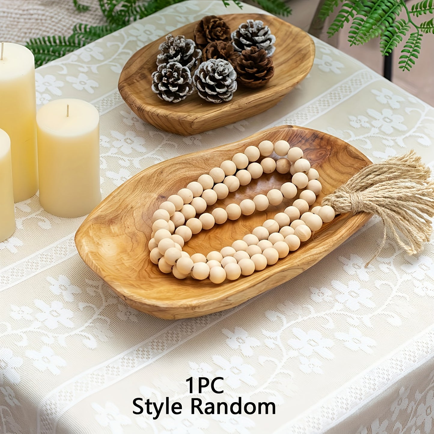 Bandeja de Jóias em Madeira Maciça Feita à Mão – Decoração Rústica em Estilo Country, Acabamento Natural, Formato Octogonal, Multiuso para Organização e Decoração da Casa