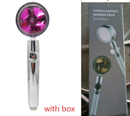 360° Rotating Shower Head – Water Saving, High Pressure, Turbo with Mini Fan, Premium ABS