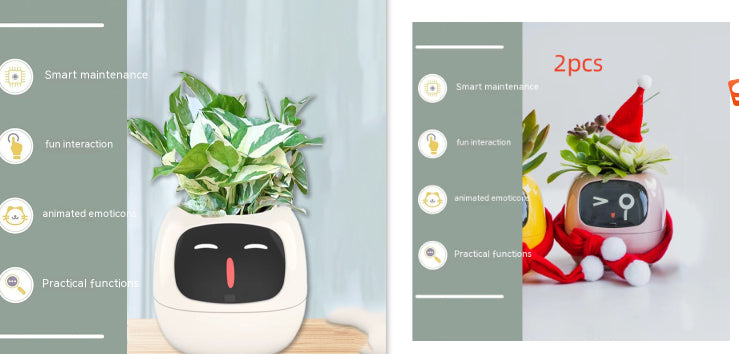 Smart Pot with Expressions and Sensors – Over 49 Expressions, 7 Smart Sensors and AI Chip, Making Plant Growing Easier and More Fun