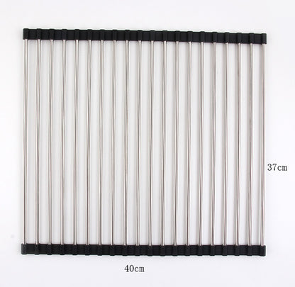 Escorredor Dobrável para Pia de Cozinha em Aço Inox