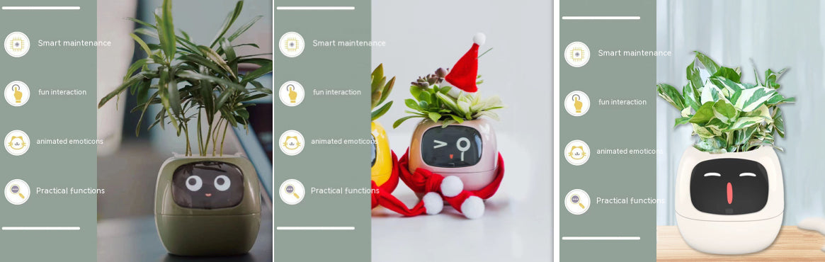 Smart Pot with Expressions and Sensors – Over 49 Expressions, 7 Smart Sensors and AI Chip, Making Plant Growing Easier and More Fun