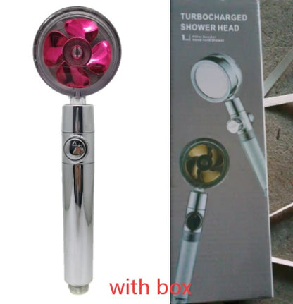 360° Rotating Shower Head – Water Saving, High Pressure, Turbo with Mini Fan, Premium ABS