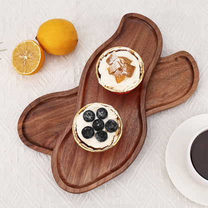 Bandeja em Madeira de Acácia – Formato Nuvem ou Amendoim, Resistente ao Calor, Ideal para Chá, Café, Sobremesas, Petiscos e Decoração | Perfeita para Natal e Ação de Graças
