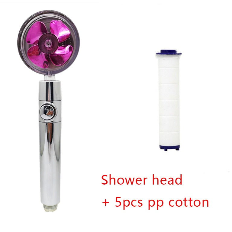 360° Rotating Shower Head – Water Saving, High Pressure, Turbo with Mini Fan, Premium ABS