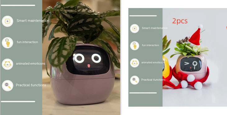 Smart Pot with Expressions and Sensors – Over 49 Expressions, 7 Smart Sensors and AI Chip, Making Plant Growing Easier and More Fun