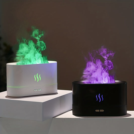 Portable Cool Mist Humidifier with Colorful LED – Essential Oil Diffuser, H2O, Flame Effect, USB for Room Use, Aromatherapy and Air Purification