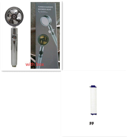 360° Rotating Shower Head – Water Saving, High Pressure, Turbo with Mini Fan, Premium ABS