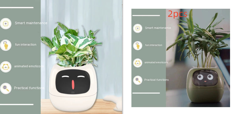 Smart Pot with Expressions and Sensors – Over 49 Expressions, 7 Smart Sensors and AI Chip, Making Plant Growing Easier and More Fun