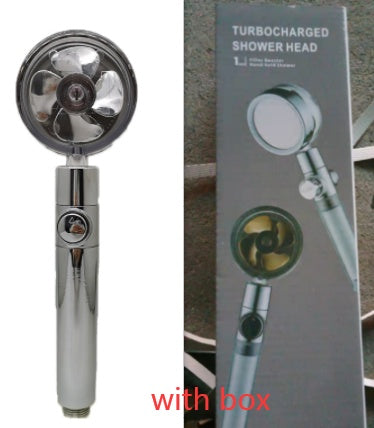 360° Rotating Shower Head – Water Saving, High Pressure, Turbo with Mini Fan, Premium ABS