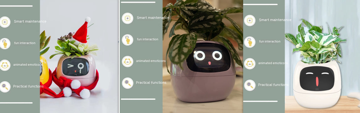 Smart Pot with Expressions and Sensors – Over 49 Expressions, 7 Smart Sensors and AI Chip, Making Plant Growing Easier and More Fun