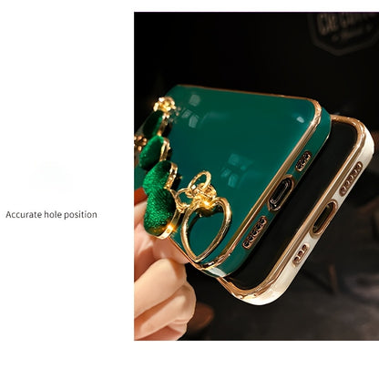 Luxury iPhone Case with Metal Chain Bracelet – Lens and Back Protection, Compatible with iPhone 14/13/12/11/XR/XS/X/8/7/SE, Heart-Shaped Design