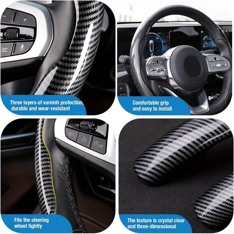 Non-slip Carbon Fiber Steering Wheel Cover – Enhance your driving experience with comfort and style.