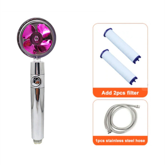 360° Rotating Shower Head – Water Saving, High Pressure, Turbo with Mini Fan, Premium ABS