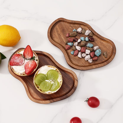 Bandeja em Madeira de Acácia – Formato Nuvem ou Amendoim, Resistente ao Calor, Ideal para Chá, Café, Sobremesas, Petiscos e Decoração | Perfeita para Natal e Ação de Graças