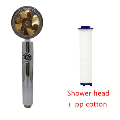 360° Rotating Shower Head – Water Saving, High Pressure, Turbo with Mini Fan, Premium ABS