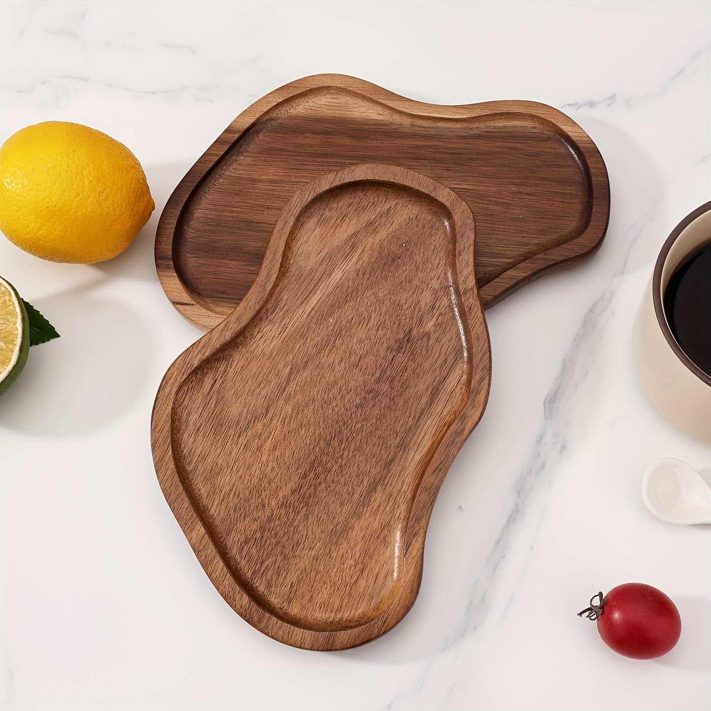 Bandeja em Madeira de Acácia – Formato Nuvem ou Amendoim, Resistente ao Calor, Ideal para Chá, Café, Sobremesas, Petiscos e Decoração | Perfeita para Natal e Ação de Graças