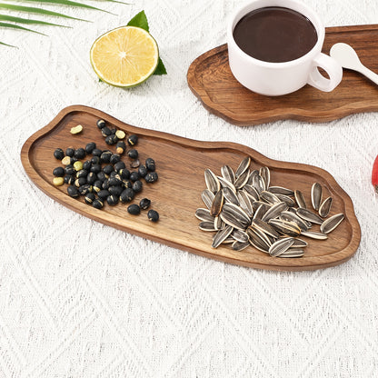 Bandeja em Madeira de Acácia – Formato Nuvem ou Amendoim, Resistente ao Calor, Ideal para Chá, Café, Sobremesas, Petiscos e Decoração | Perfeita para Natal e Ação de Graças