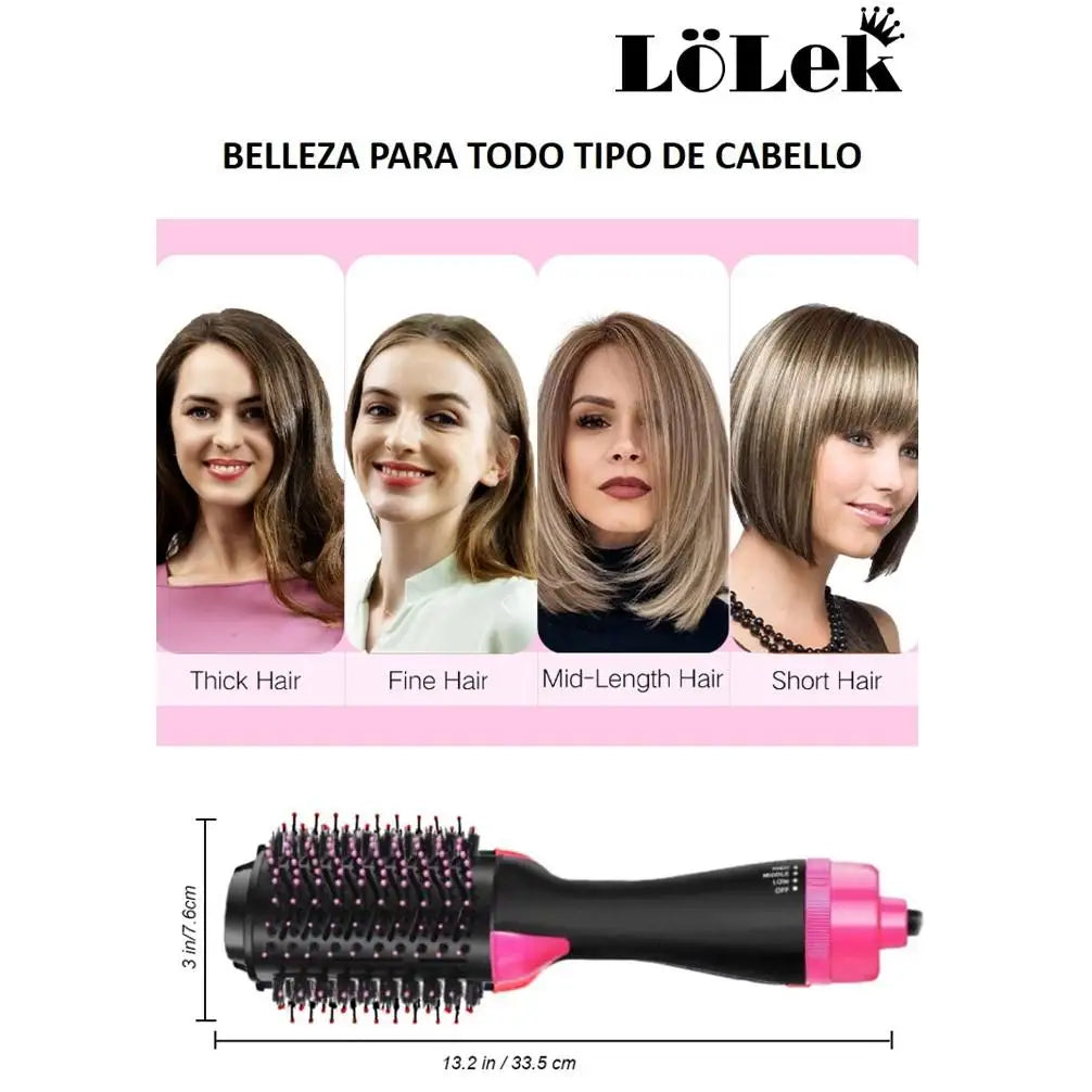 Secador e Escova Alisadora Lolek Rosa | Potência 1200W | 2 em 1: Seca e Alisa | Escova Oval com Volume | Design Leve e Ergonómico | Ideal para Uso Diário | Distribuição Uniforme de Calor para Cabelo Brilhante e Macio