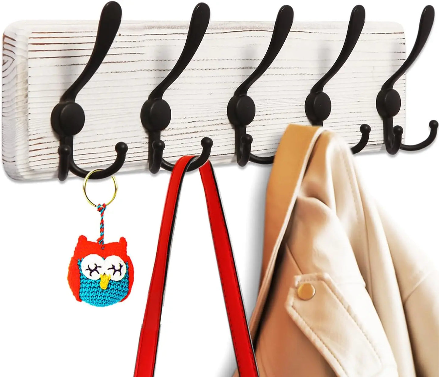 Cabideiro Parede Madeira 5 Ganchos - Organização Elegante