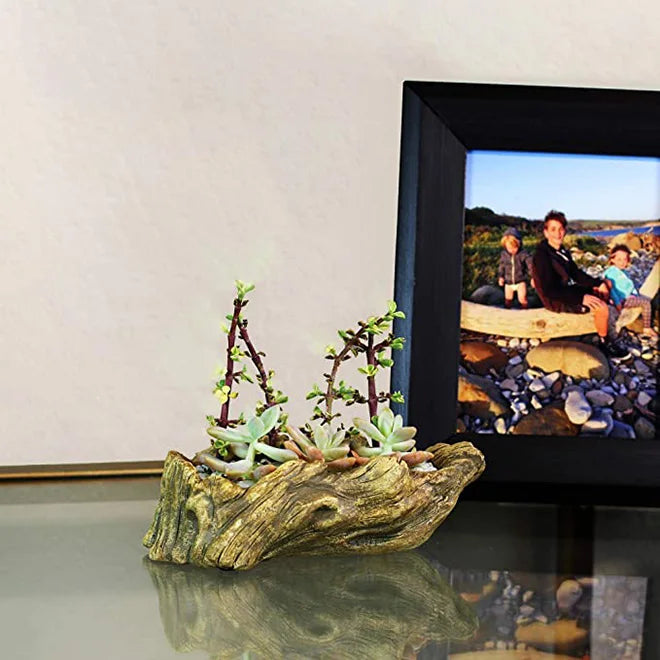 Vaso Concreto Suculentas - Estilo Tronco Vintage Artesanal