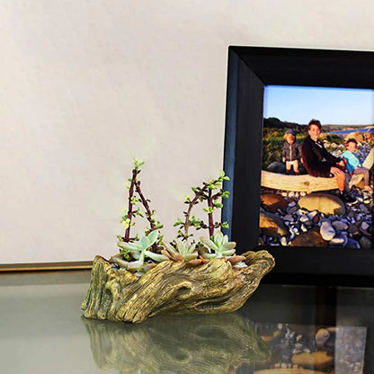 Vaso Concreto Suculentas - Estilo Tronco Vintage Artesanal