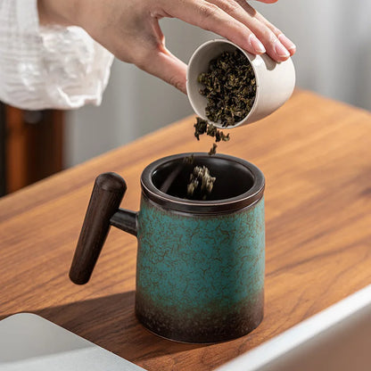 Caneca Chá Cerâmica com Tampa, Filtro e Infusor