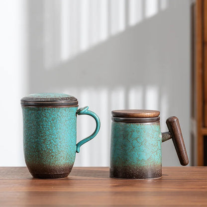 Caneca Chá Cerâmica com Tampa, Filtro e Infusor