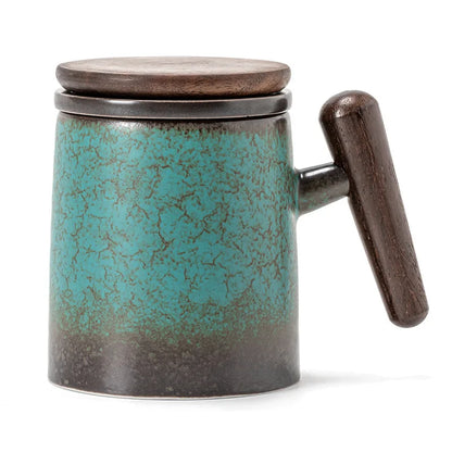 Caneca Chá Cerâmica com Tampa, Filtro e Infusor