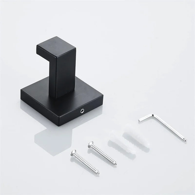 Kit Banheiro Preto Aço Inoxidável - Barra Toalha Completo