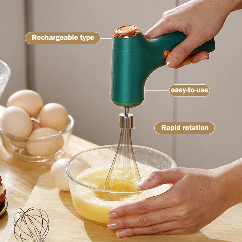 Mixer Manual Elétrico com 6 Lâminas - Batedor Portátil Automático para Cremes e Sobremesas