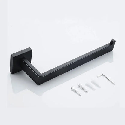 Kit Banheiro Preto Aço Inoxidável - Barra Toalha Completo