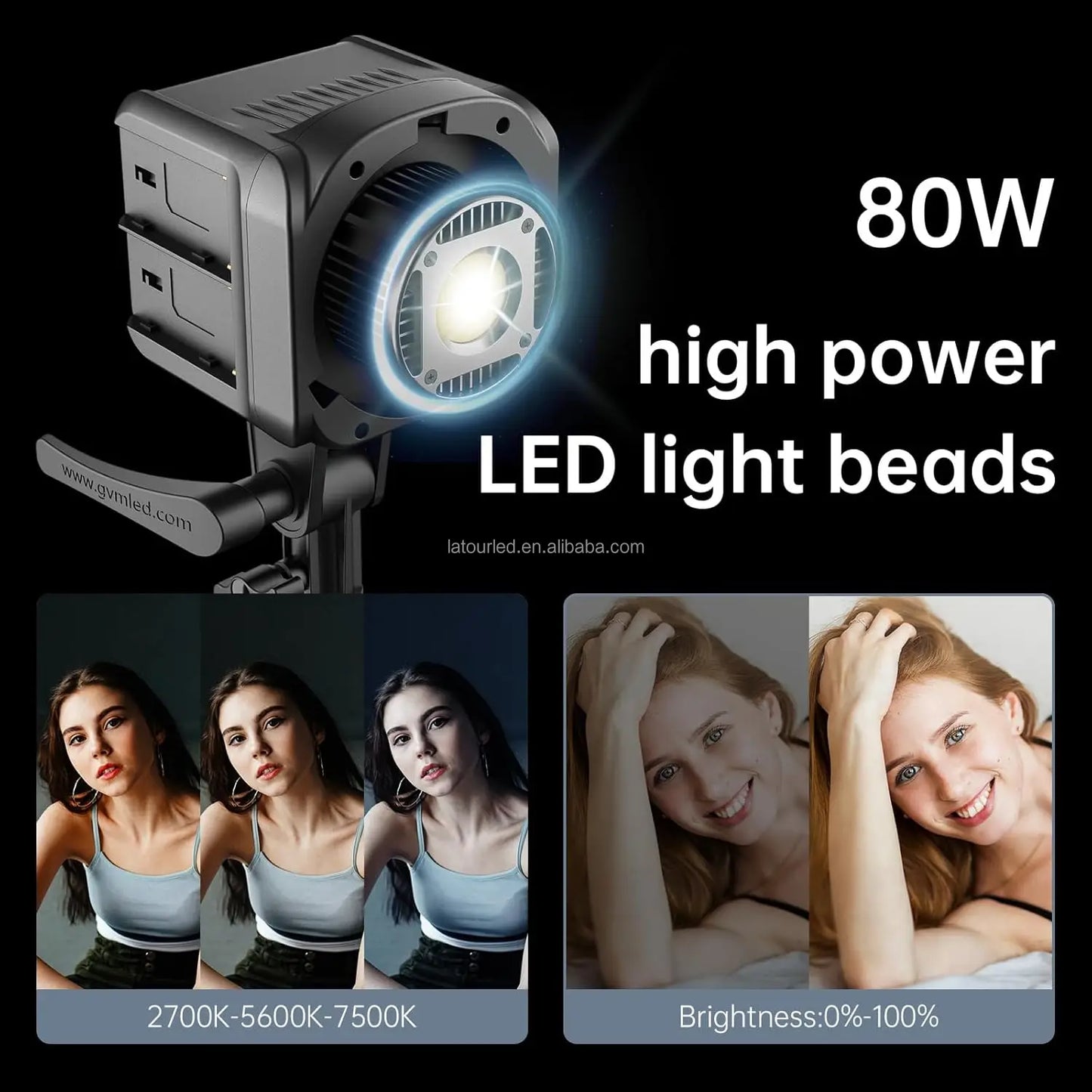 Professional 80W LED Light GVM SD80D - Dimmable Softbox for Photography and Video
