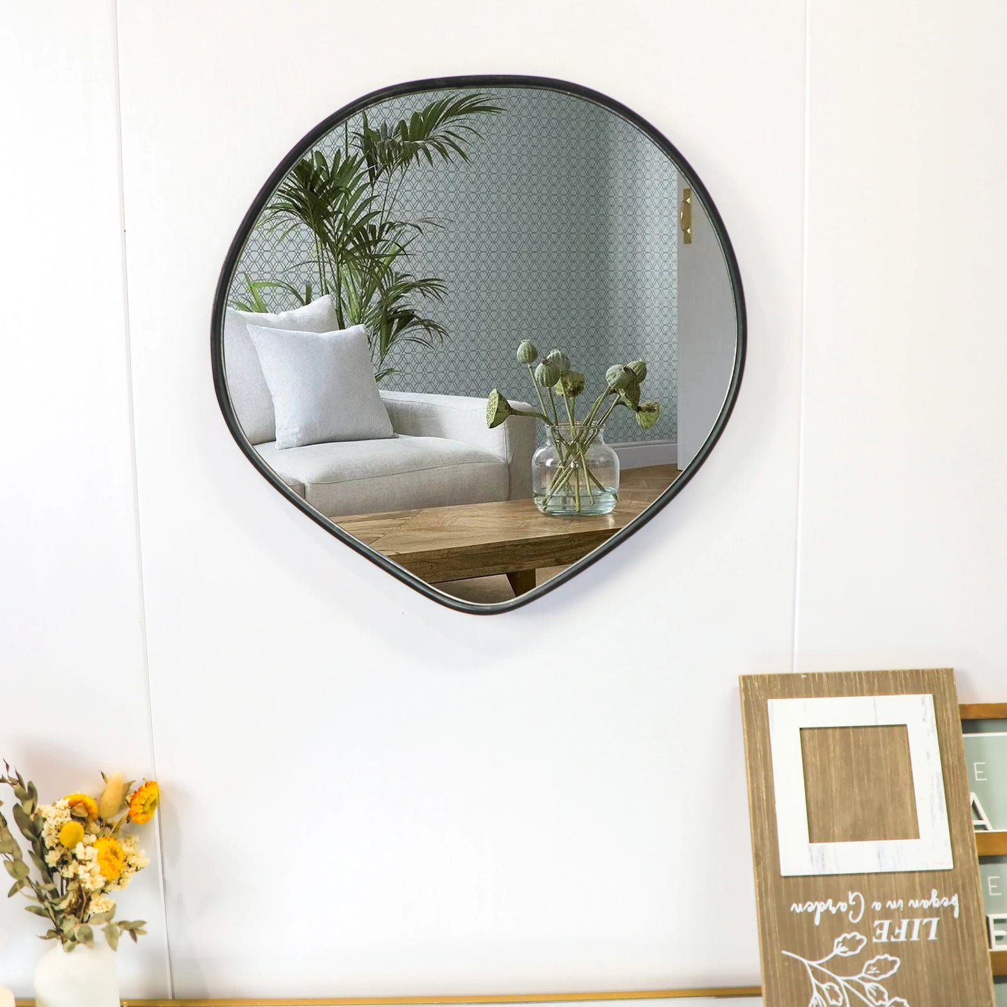 Espelho Parede Dourado 28x28cm - Design Irregular