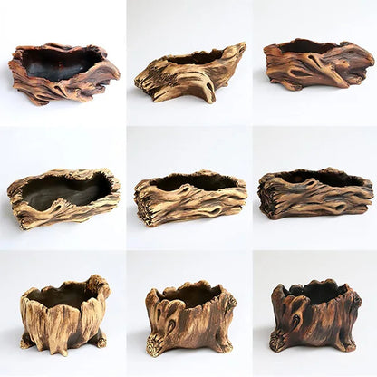 Vaso Concreto Suculentas - Estilo Tronco Vintage Artesanal