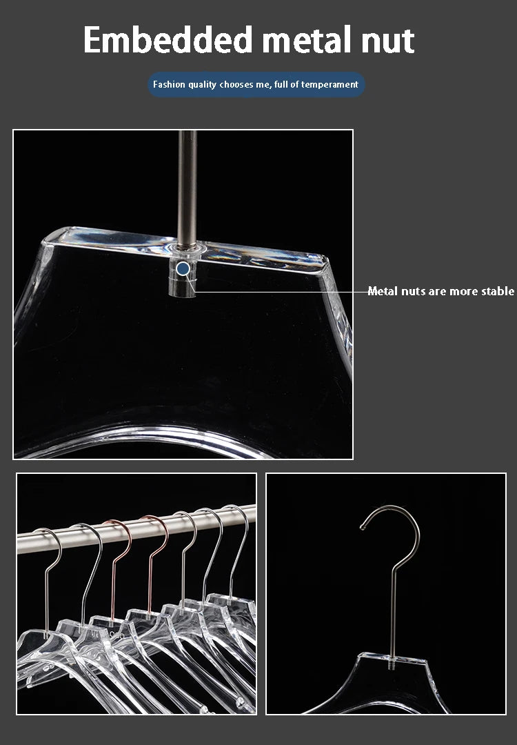 Cabide Acrílico Transparente com Gancho Metálico