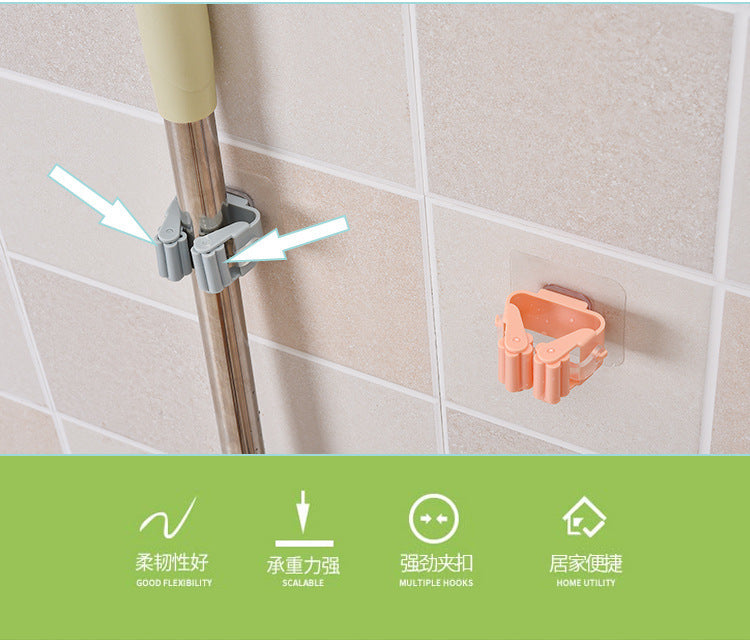 Gancho de Armazenamento para Vassoura e Mopa – Suporte Multiuso de Parede | Organizador Impermeável para Casa de Banho | Suporte para Ferramentas de Limpeza