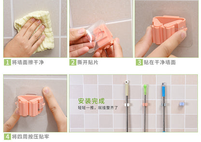 Gancho de Armazenamento para Vassoura e Mopa – Suporte Multiuso de Parede | Organizador Impermeável para Casa de Banho | Suporte para Ferramentas de Limpeza